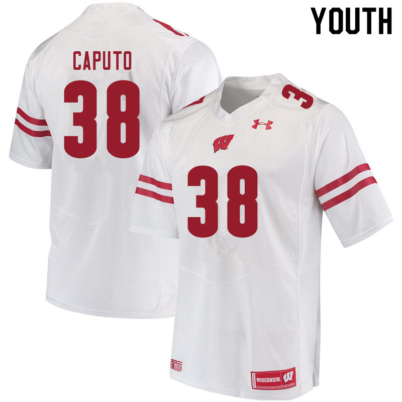 Youth #38 Dante Caputo Wisconsin Badgers College Football Jerseys Sale-White - Click Image to Close